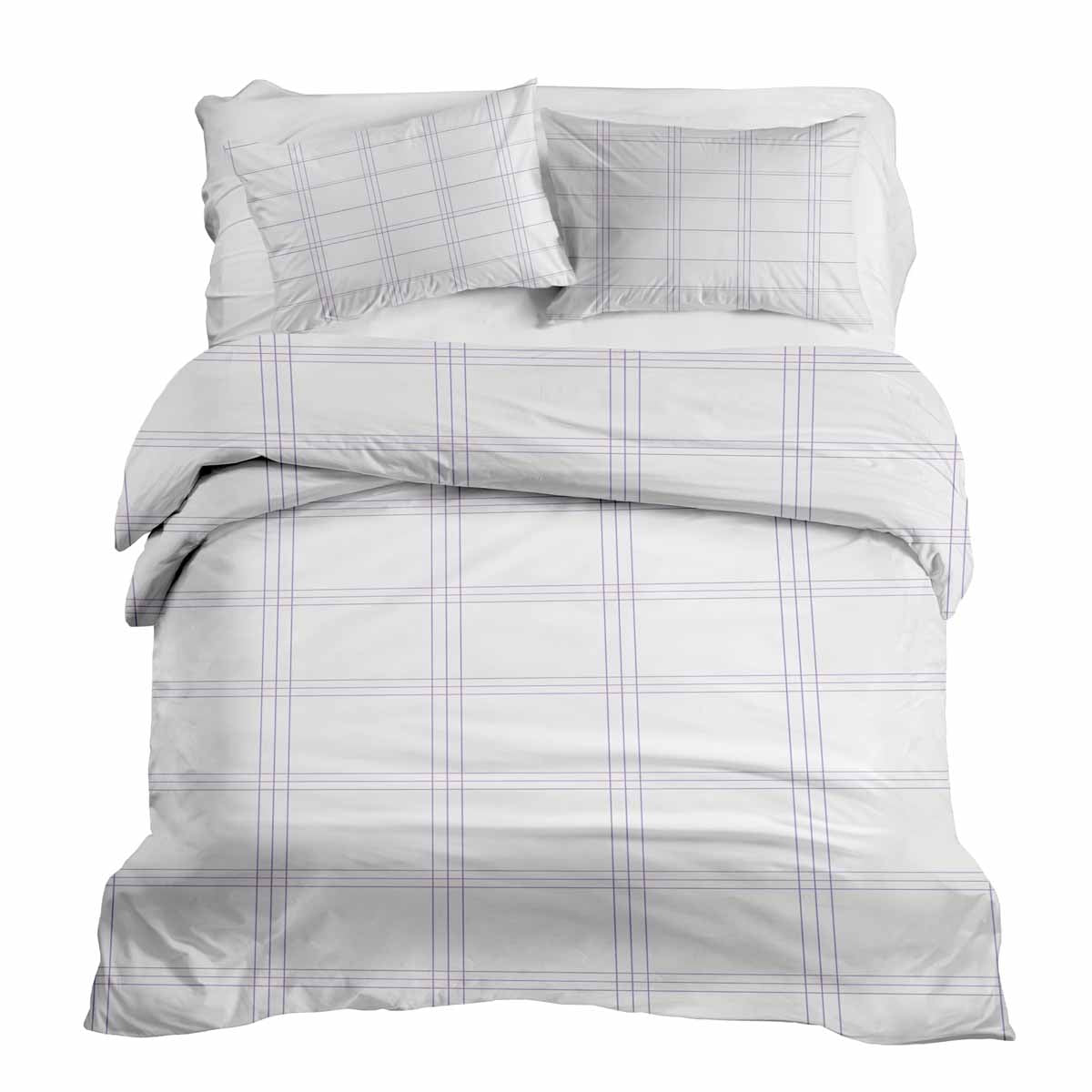 Therapy blankets bedding set white with purple stripes