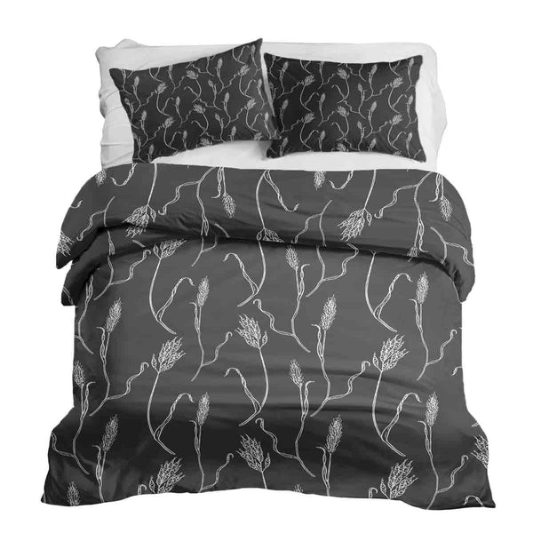 Therapy blanket bedding set, dark gray with white branches.