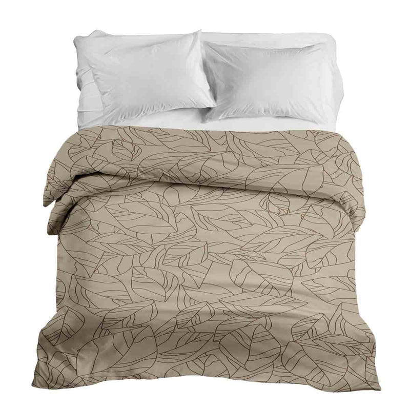 Therapiedekens katoenen hoes beige met bladmotief zwart