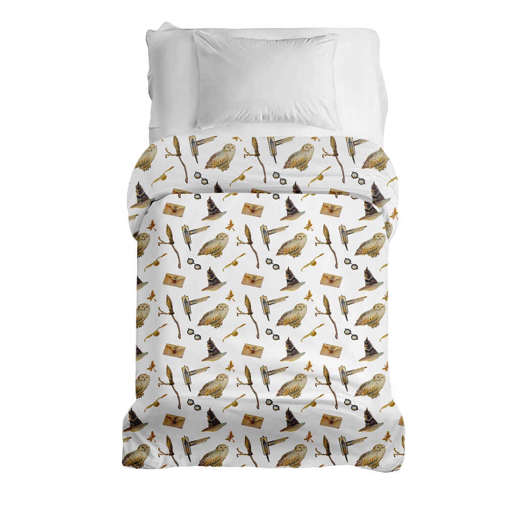 Coperta terapeutica originale - Rivestimento in cotone bianco con gufi