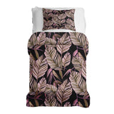 Juego de ropa de cama con manta terapéutica negro con hojas moradas