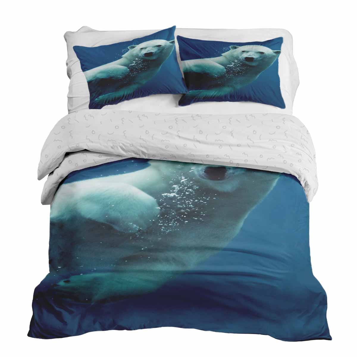 Set de ropa de cama con manta terapéutica azul con oso polar