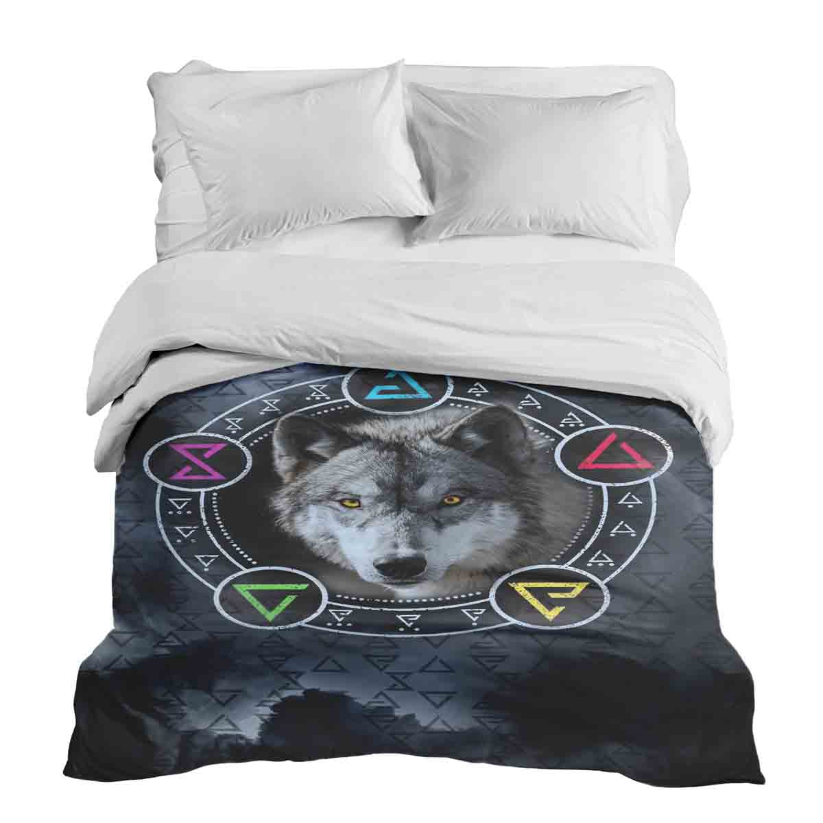 Original therapy blanket - cotton cover gray with wolf