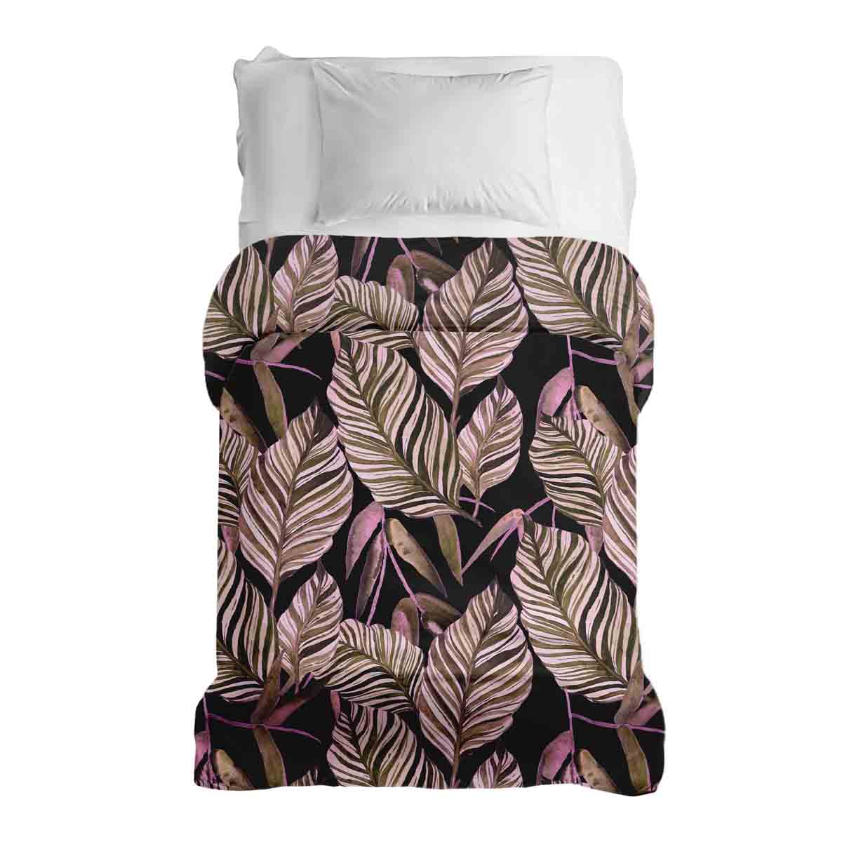 Couverture thérapeutique originale - Housse en coton noire avec feuilles violettes