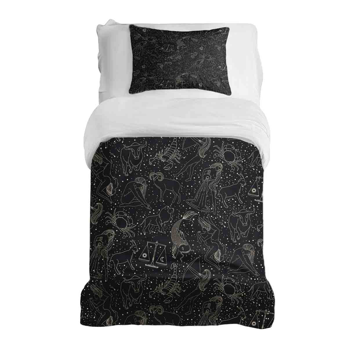 Set di biancheria da letto con coperta terapeutica nero oroscopo