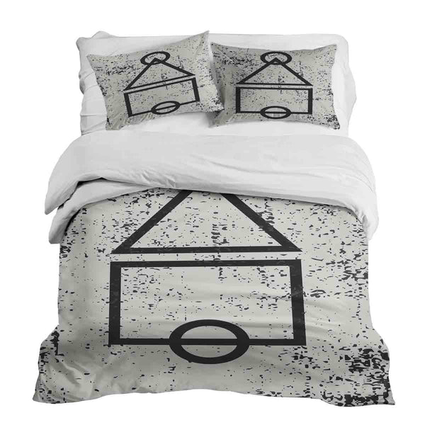 Therapy blanket bedding set, white, Dalgona shapes.