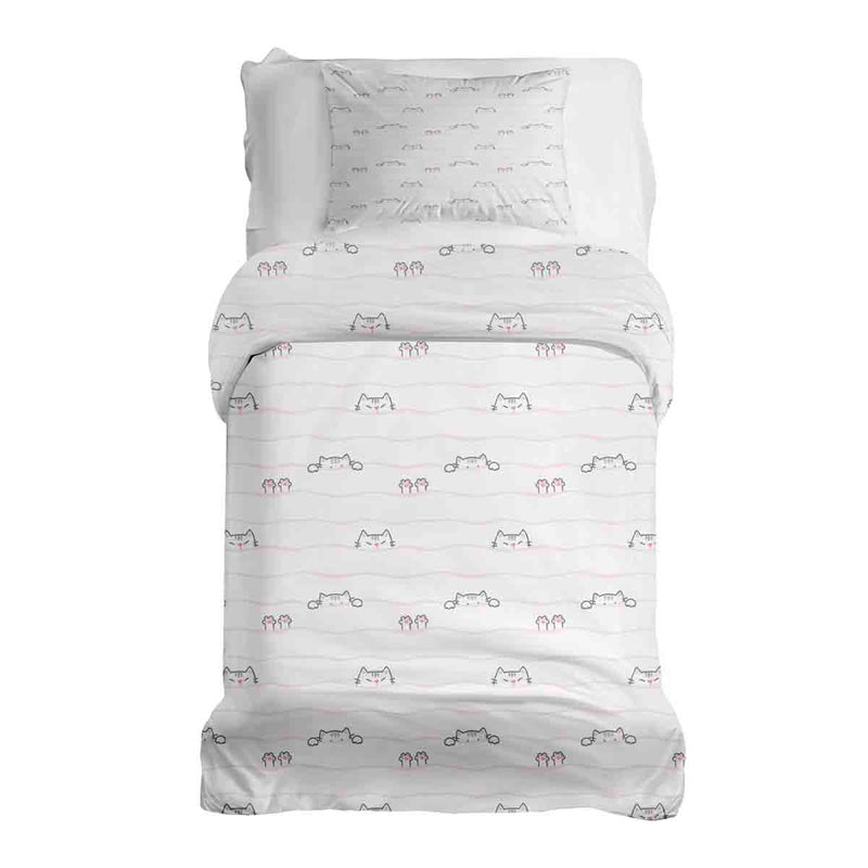 Set di biancheria da letto con coperte terapeutiche bianco con piccoli gatti