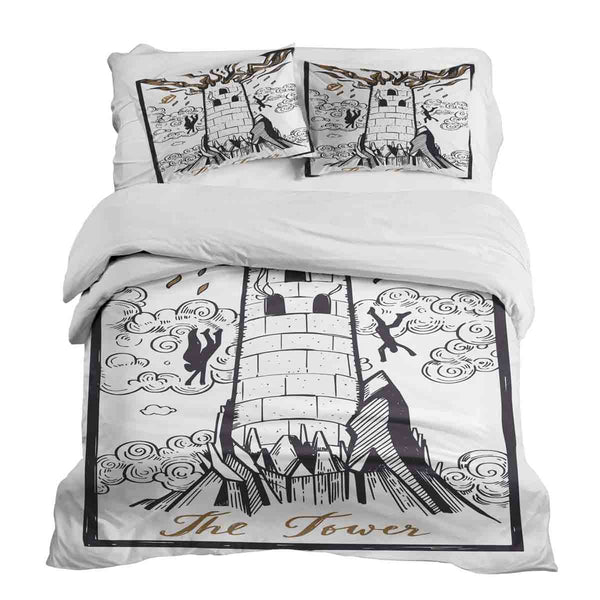 Therapy blanket and bedding set, white with tower.