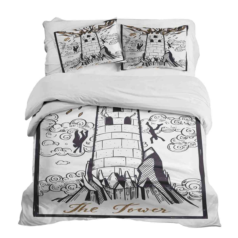 Therapy blanket and bedding set, white with tower.