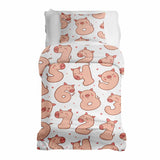 Therapy blanket and bedding set, white with numbers and pigs.