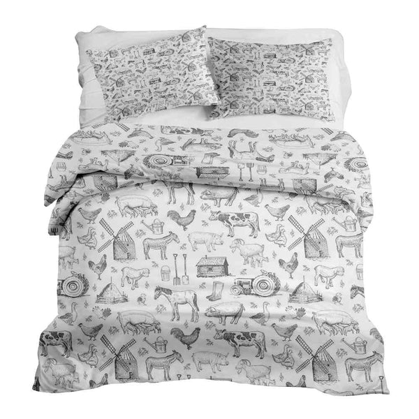 Therapy blankets bedding set grey farm