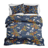 Therapy blanket and bedding set, blue with bouquet of flowers.