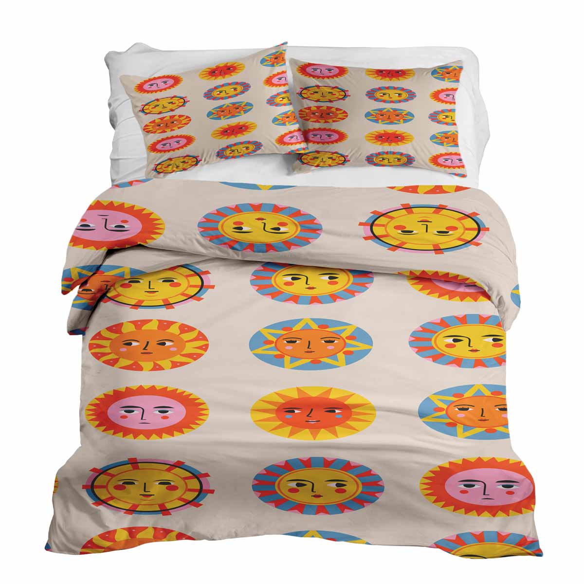 Set de ropa de cama con manta terapéutica beige con sol