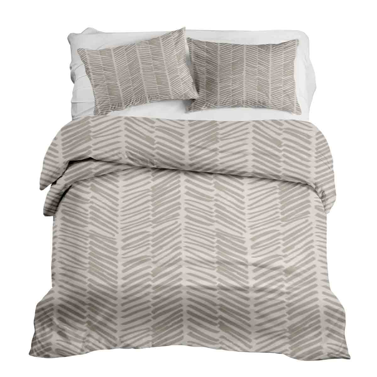 Therapy blankets bedding set beige with stripes