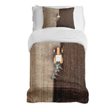 Therapy blanket and bedding set, brown, farmland pattern.