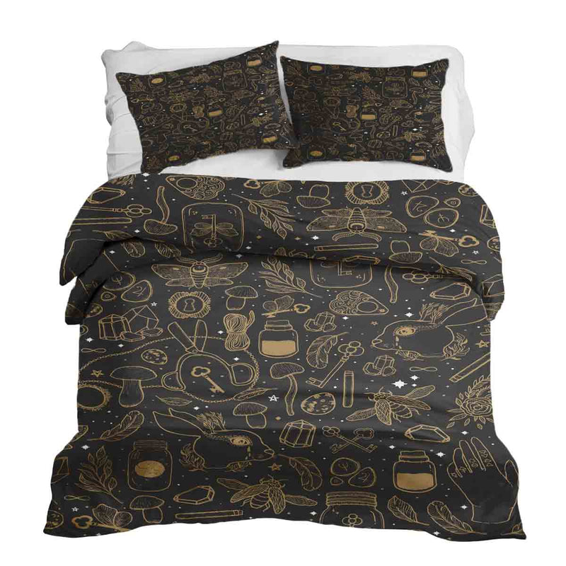 Set di biancheria da letto con coperta terapeutica nero magico