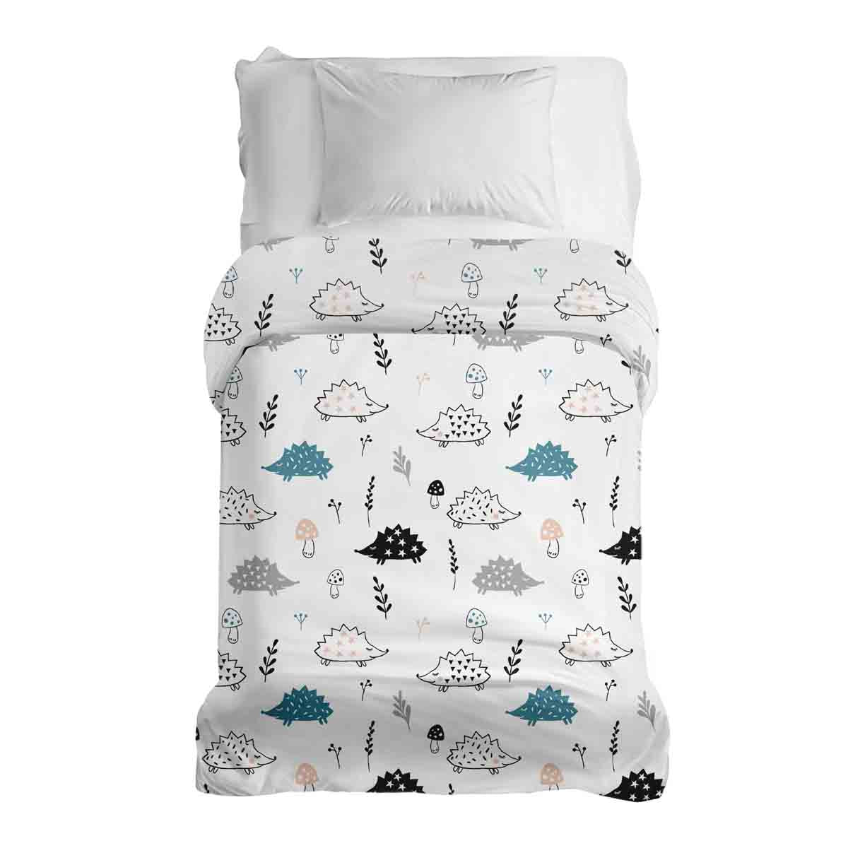 Originele therapiedeken - katoenen hoes wit met egel