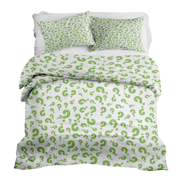 Therapy blankets bedding set green question marks
