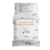 Set de ropa de cama con manta terapéutica blanca con llave voladora