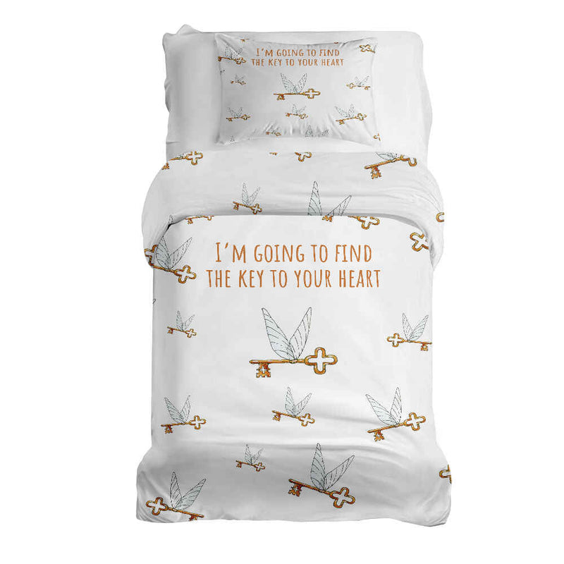 Set de ropa de cama con manta terapéutica blanca con llave voladora