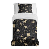 Set di biancheria da letto con coperta terapeutica nero costellazioni