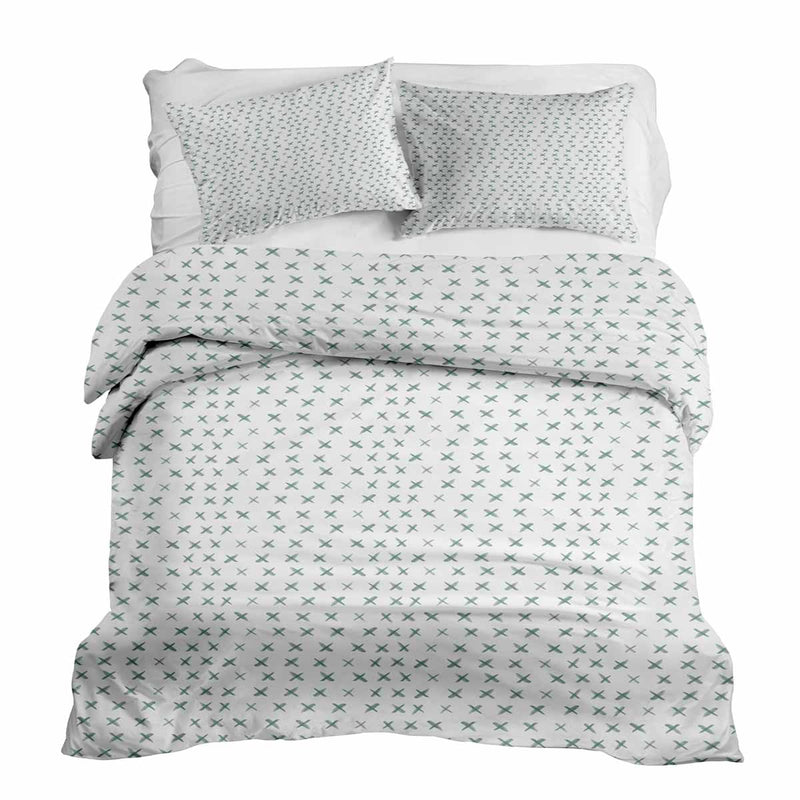 Therapy blanket bedding set with green crosses