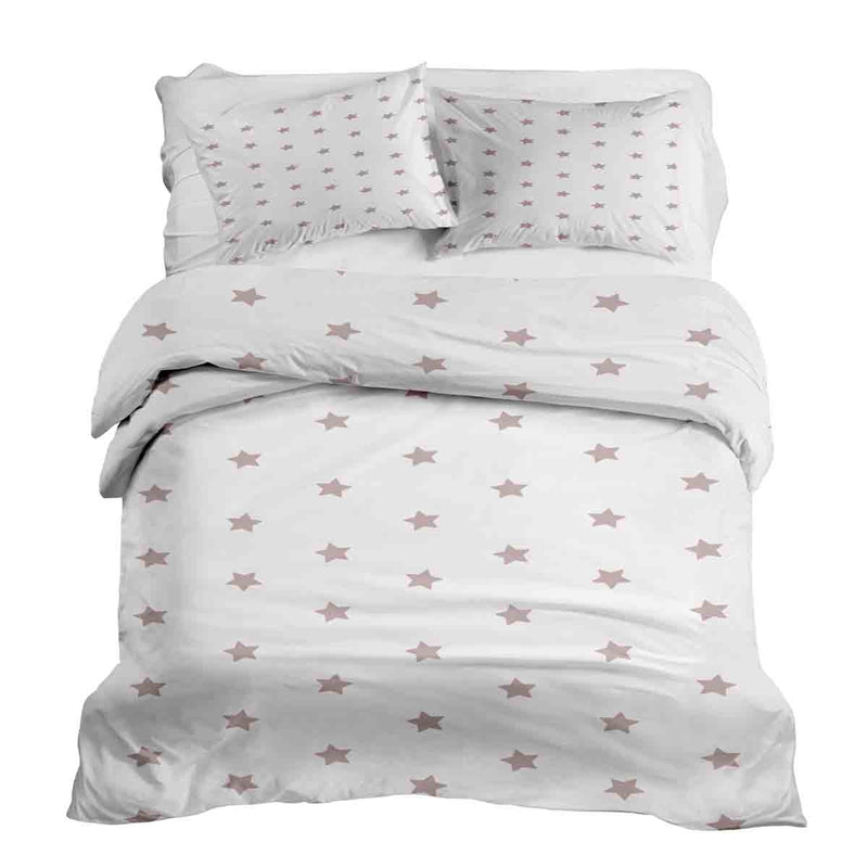 Therapy blanket bedding set, white with pink stars.