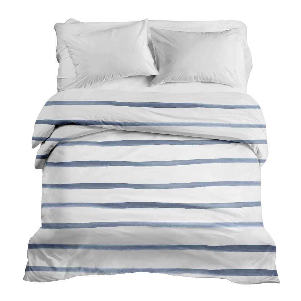 Manta terapéutica original - Funda de algodón con rayas azules horizontales