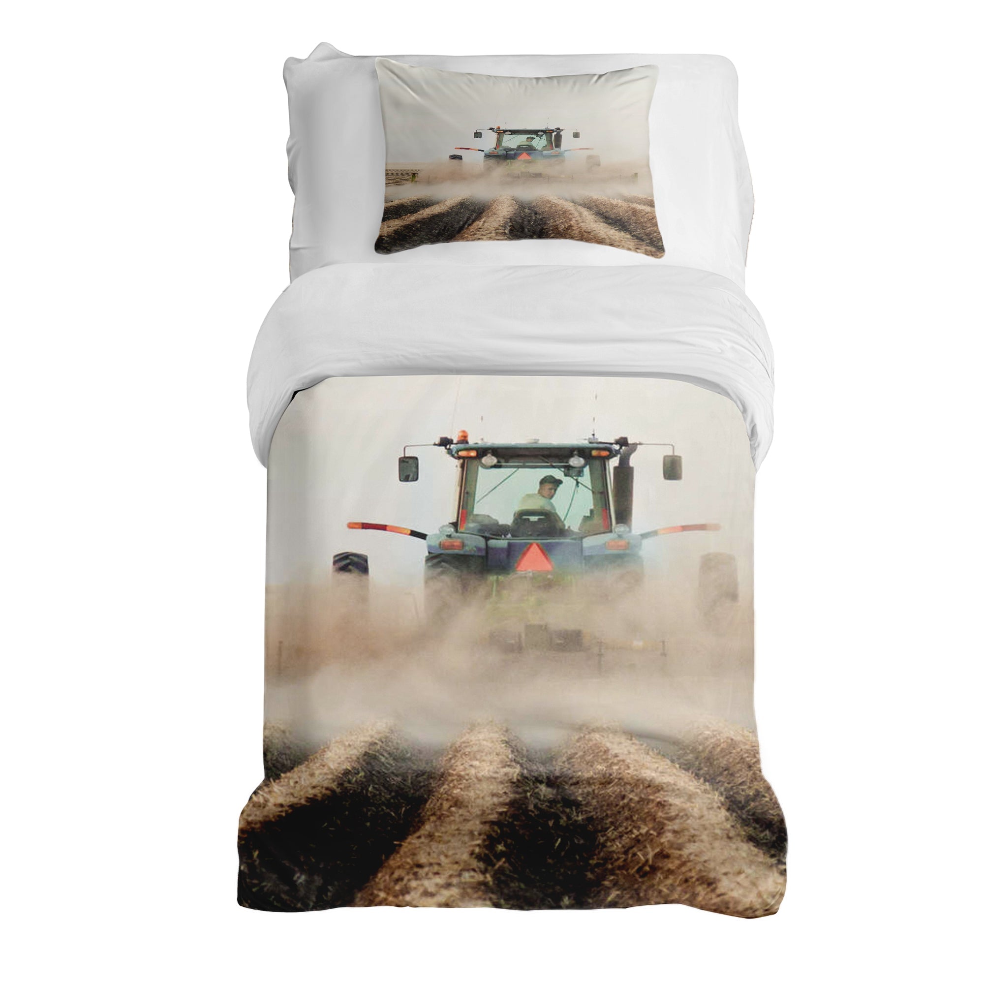 Set de ropa de cama con manta terapéutica Tractor en acción
