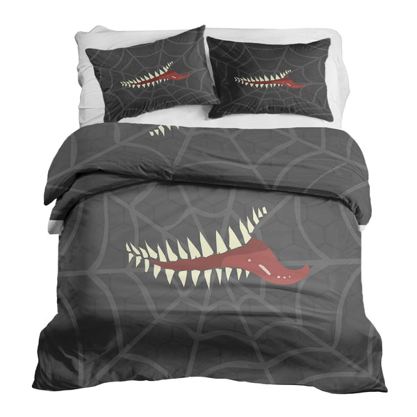 Therapy blankets bedding set grey spiderweb