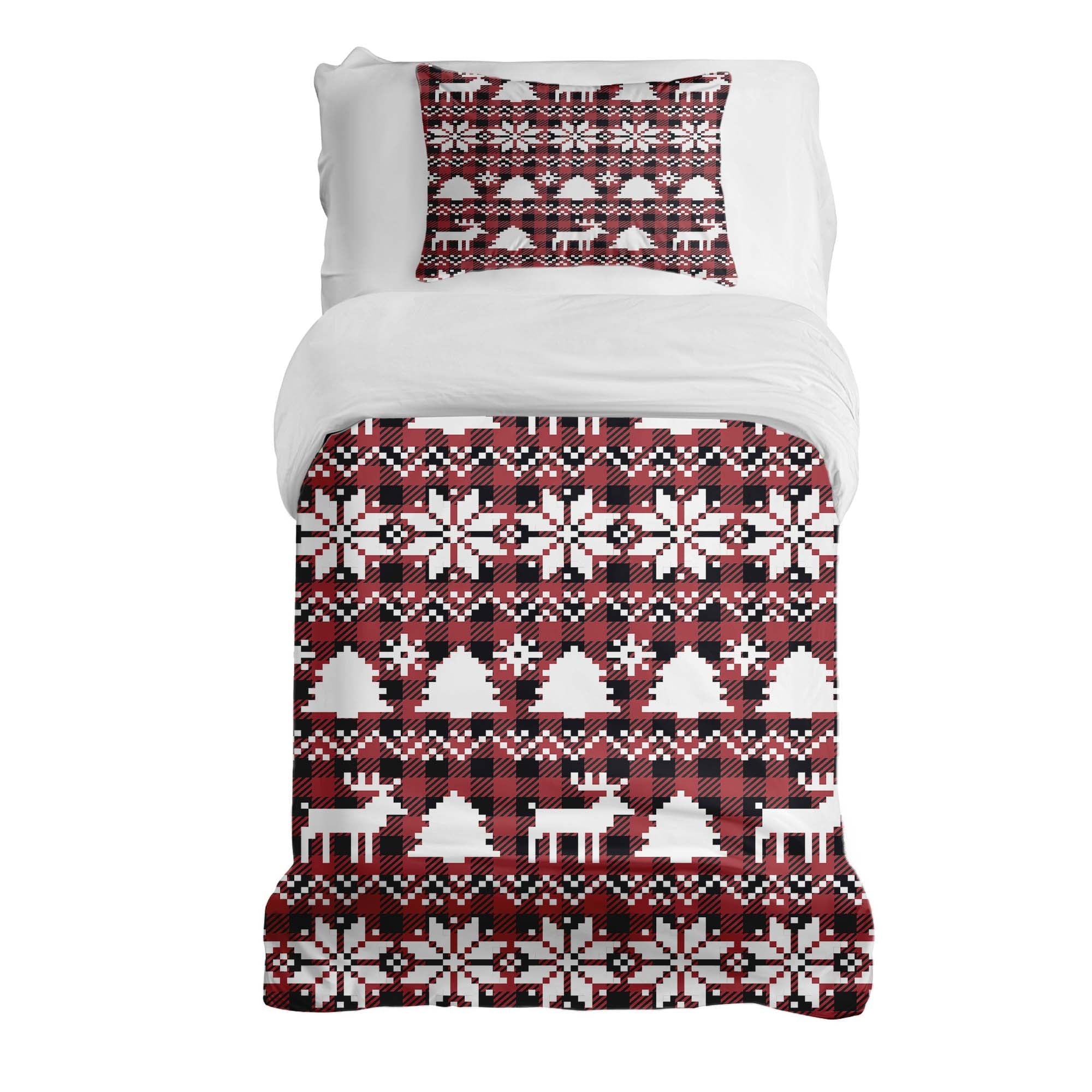 Therapiedekens beddengoedset ruit met kerstmotieven