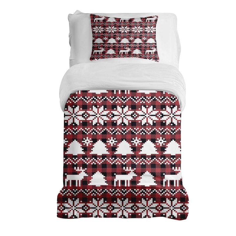 Therapy blankets and bedding set, checkered with Christmas motifs.
