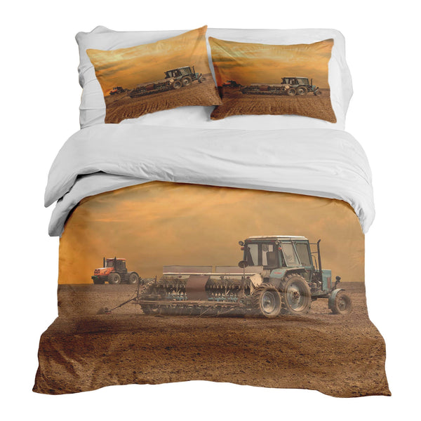 Therapy blanket bedding set, two tractors.