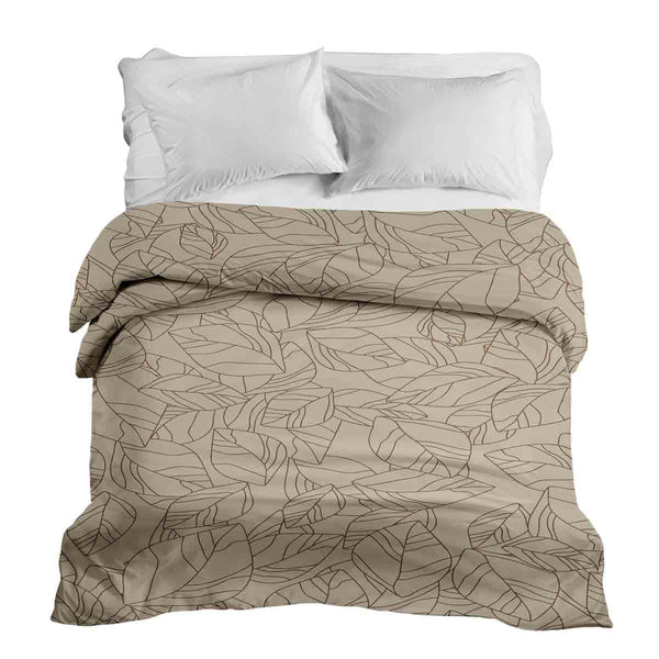 Therapiedekens katoenen hoes beige met bladmotief zwart