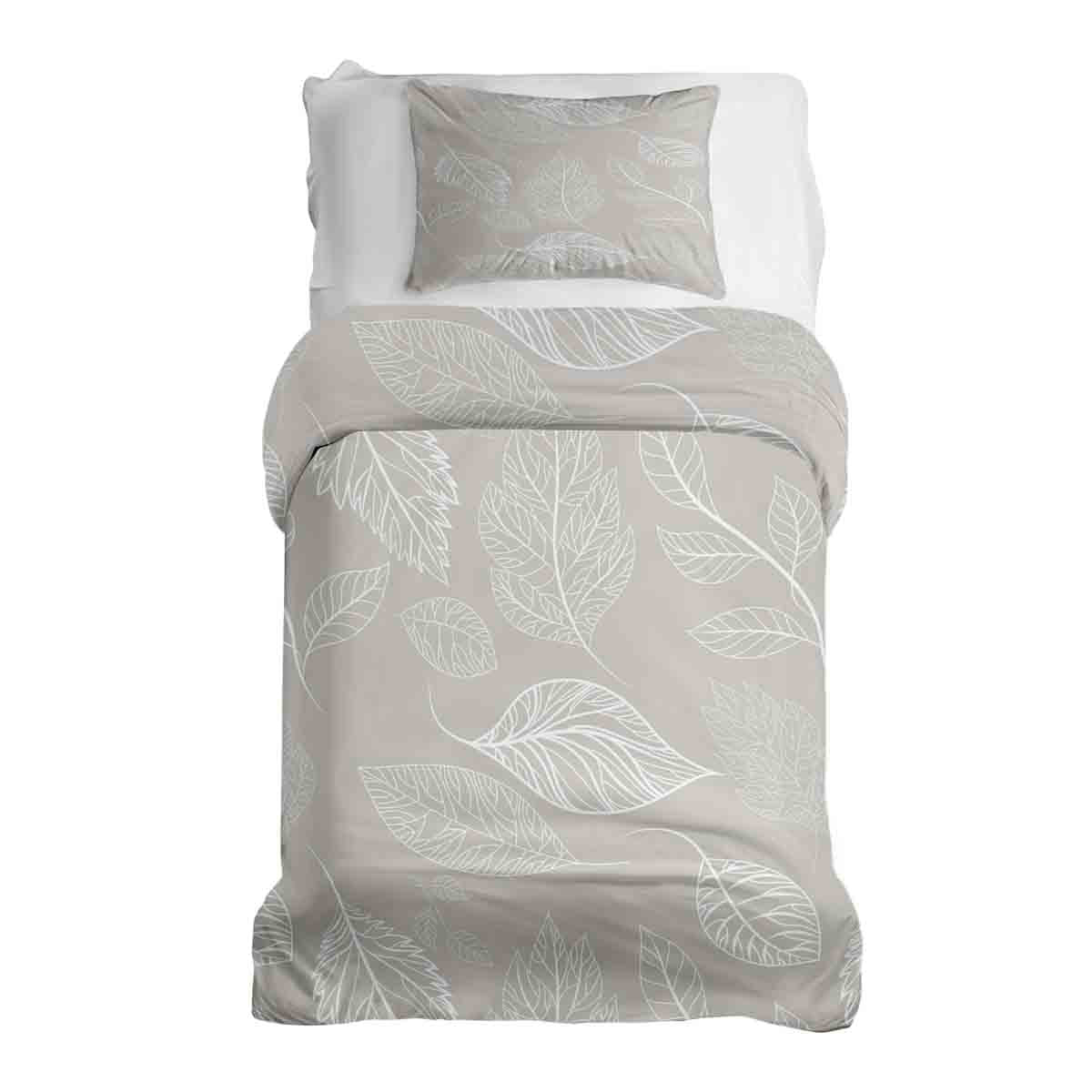 Set di biancheria da letto con coperte terapeutiche beige con foglie chiare