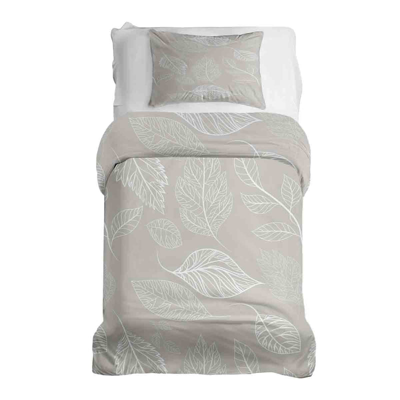 Therapy blanket bedding set, beige with light leaves.