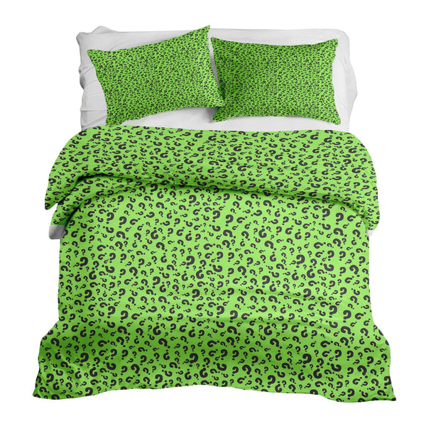 Therapy blankets and bedding set, light green with question marks.