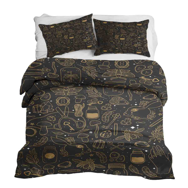 Set di biancheria da letto con coperta terapeutica nero magico