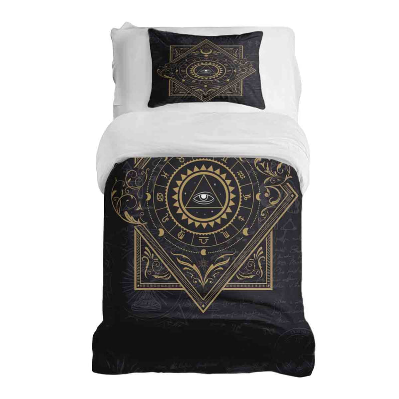 Set copripiumino coperta terapeutica nero mistico mandala