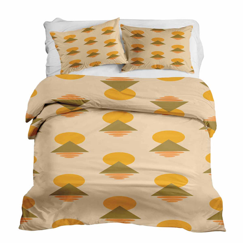 Set di biancheria da letto con coperte terapeutiche e forme gialle