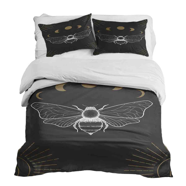Set di biancheria da letto con coperta terapeutica nero con tarma