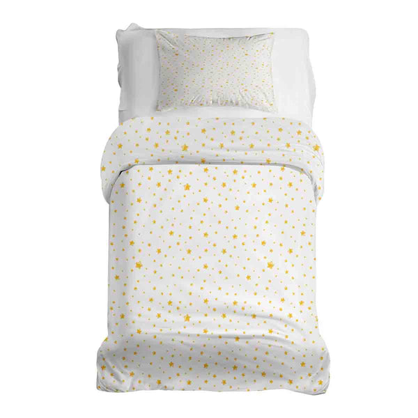 Therapy blanket and bedding set, white with yellow stars.