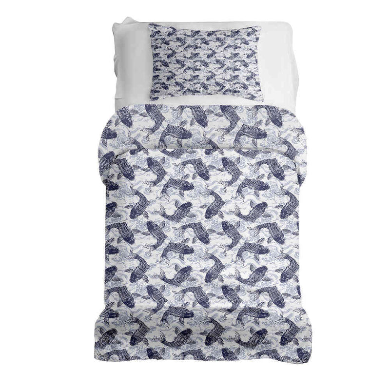 Therapy blankets bedding set blue koi