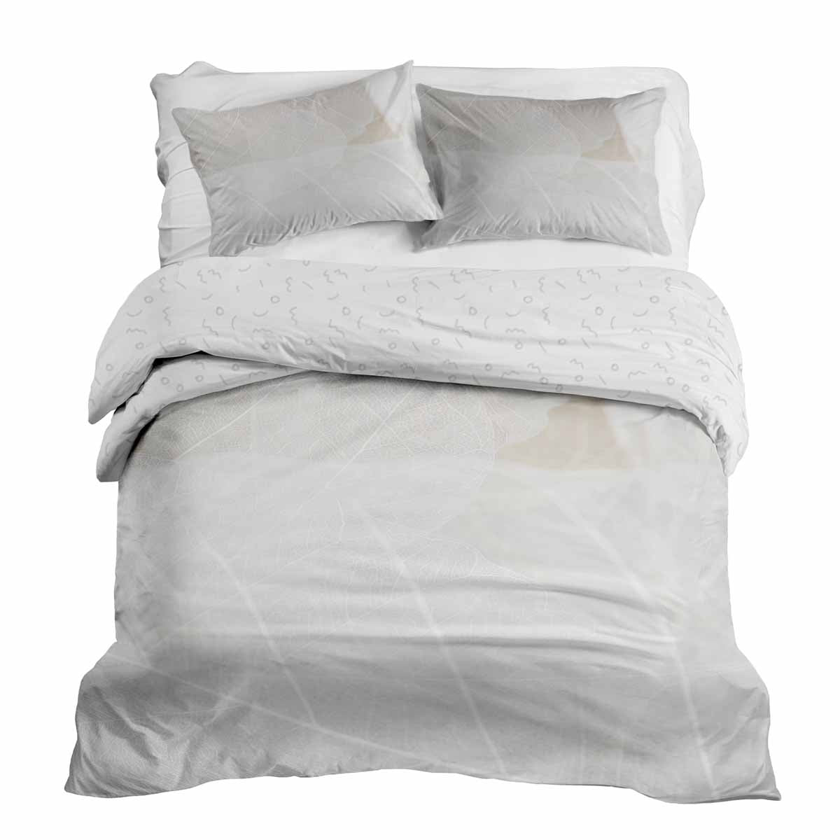 Set di biancheria da letto con coperta terapeutica grigia con motivo bianco