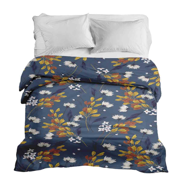 Therapiedekens katoenen hoes blauw met boeket bloemen
