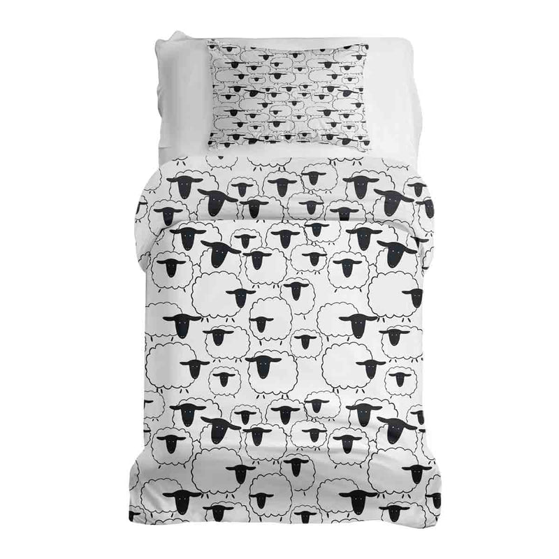 Therapy blanket bedding set, white with sheep.