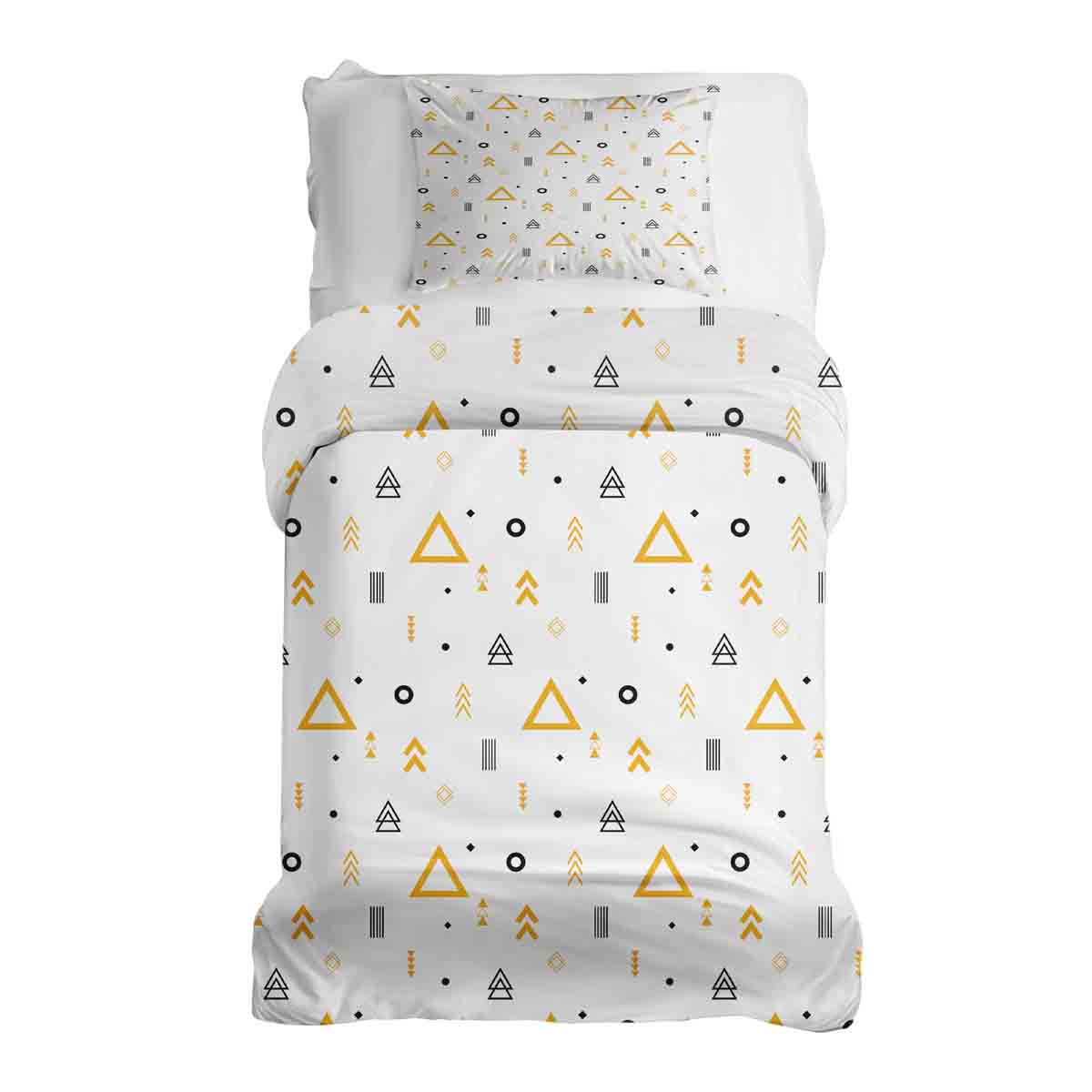 Therapy blankets bedding set white with yellow triangles