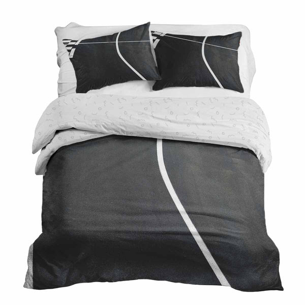 Therapy blankets bedding set dark grey with white stripes