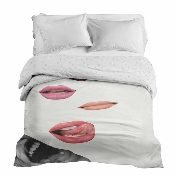 Therapiedekens katoenen hoes wit met lippen