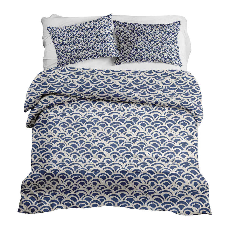 Therapy blanket and bedding set, blue wave pattern.